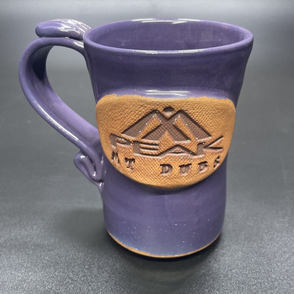 Peak Mountain Dubs Studio‎ Pottery Mug Purple Artist Signed Stoneware Coffee/Tea